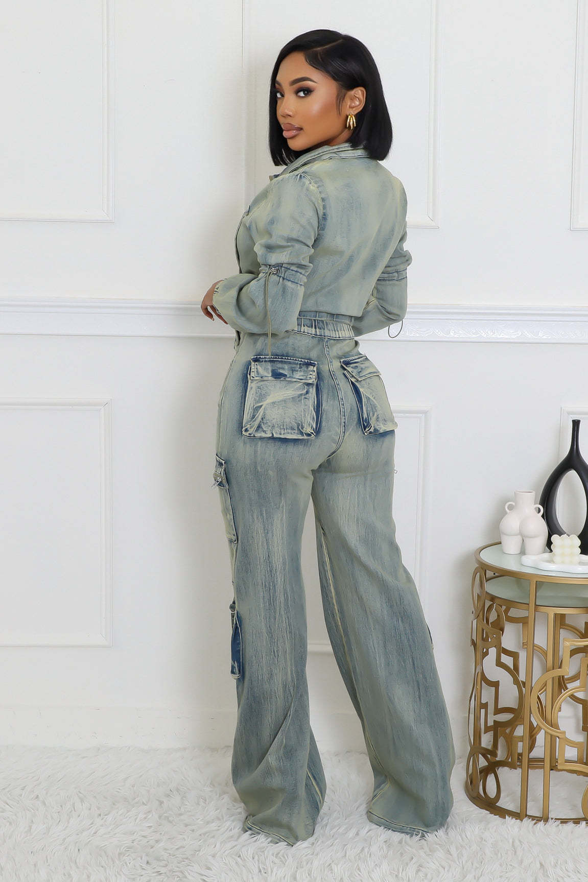 LADIES DENIM TOP & PANTS LIGHT WASHED DENIM (SIZE S - 2XL)