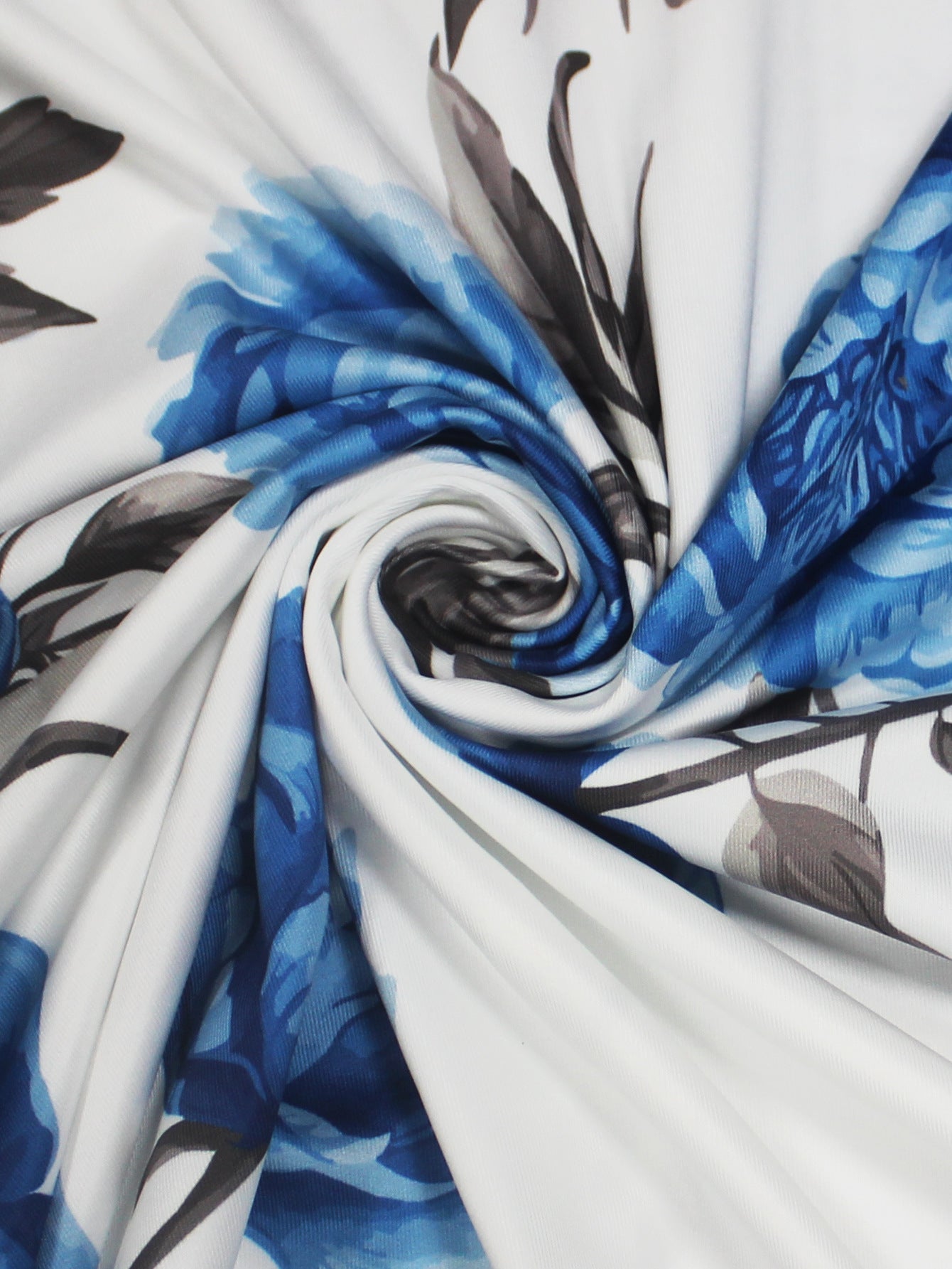 LADIES LONG HALTERNECK DRESS BLUE & WHITE (SIZE S - 2XL)