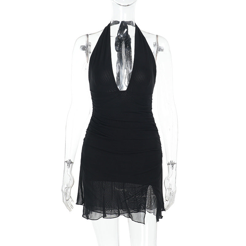 LADIES HALTERNECK BODYCON DRESS BLACK (SIZE S - L)