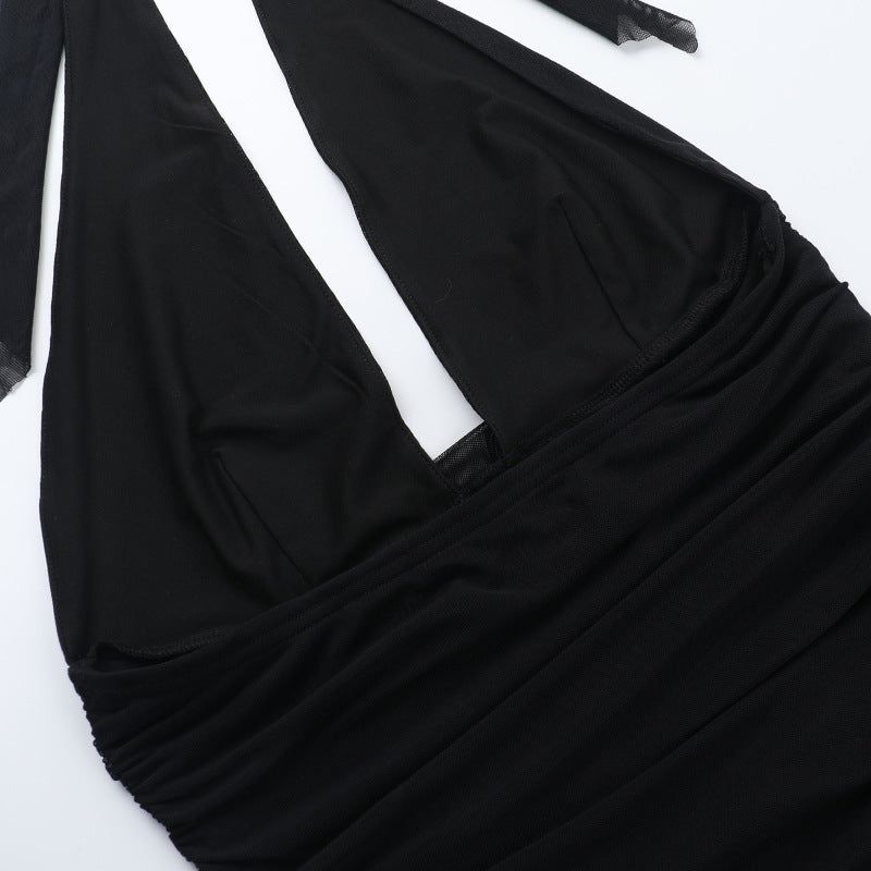 LADIES HALTERNECK BODYCON DRESS BLACK (SIZE S - L)