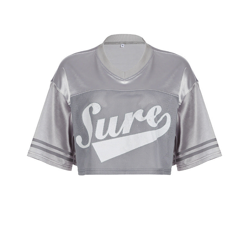 LADIES CROPPED T-SHIRT LIGHT GRAY (SIZE S - L)