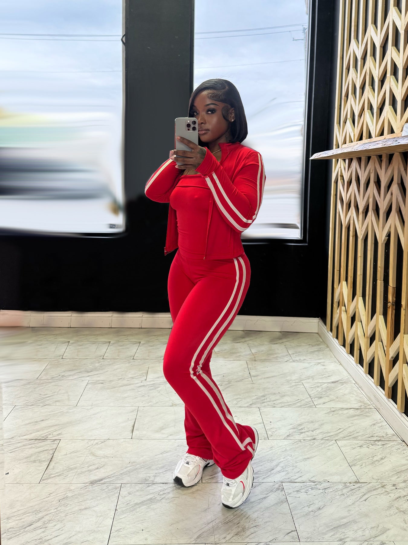 LAIES LONG SLEEVE JACKET, SHORT SLEEVE TOP & TROUSERS SET WHITE / BLACK / RED / PINK / BLUE (SIZE S - 2XL)