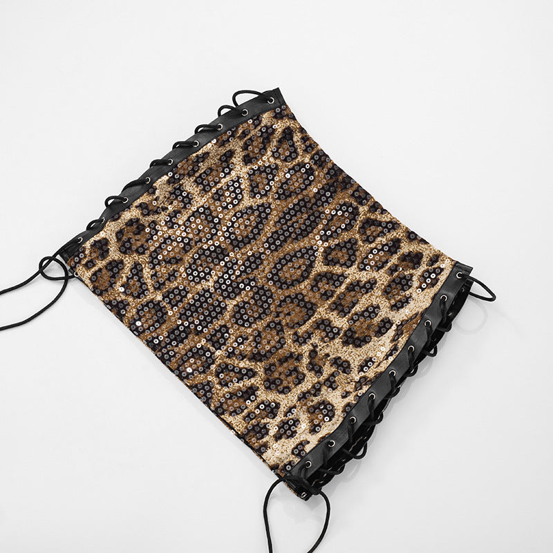 LADIES SHORT LEOPARD PRINT MINI SKIRT LEOPARD PRINT (SIZE S - L)
