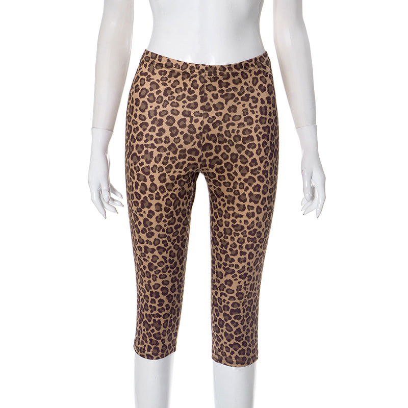 LADIES LOW WAIST BUTT LIFT PANTS LEOPARD PRINT (SIZE XS - L)
