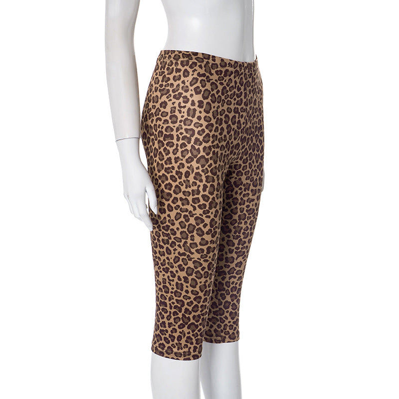 LADIES LOW WAIST BUTT LIFT PANTS LEOPARD PRINT (SIZE XS - L)