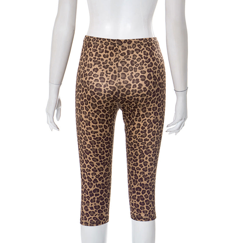 LADIES LOW WAIST BUTT LIFT PANTS LEOPARD PRINT (SIZE XS - L)