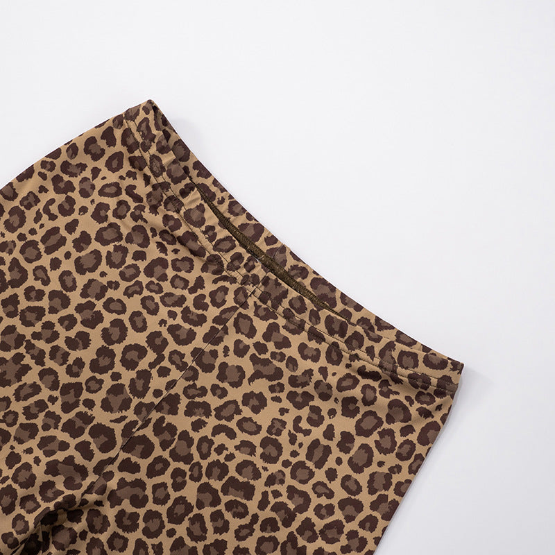 LADIES LOW WAIST BUTT LIFT PANTS LEOPARD PRINT (SIZE XS - L)