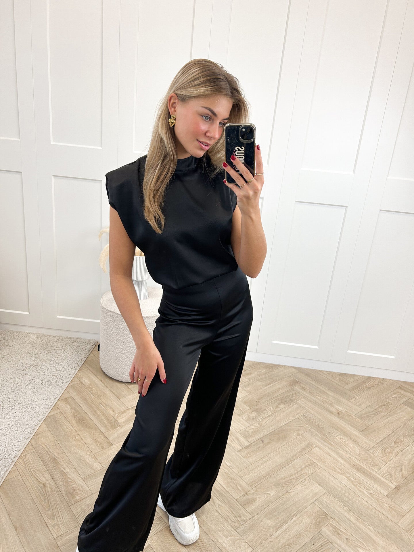 LADIES OPEN BACK WIDE LEG JUMPSUIT APRICOT-BEIGE / WINE RED / NAVY BLUE / BLACK / PINK (SIZE XS - XL)