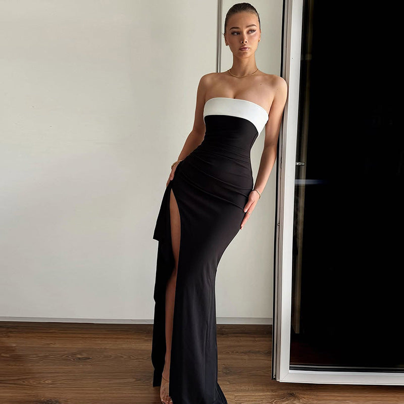 LADIES STRAPLESS LONG DRESS BLACK (SIZZE S - L)