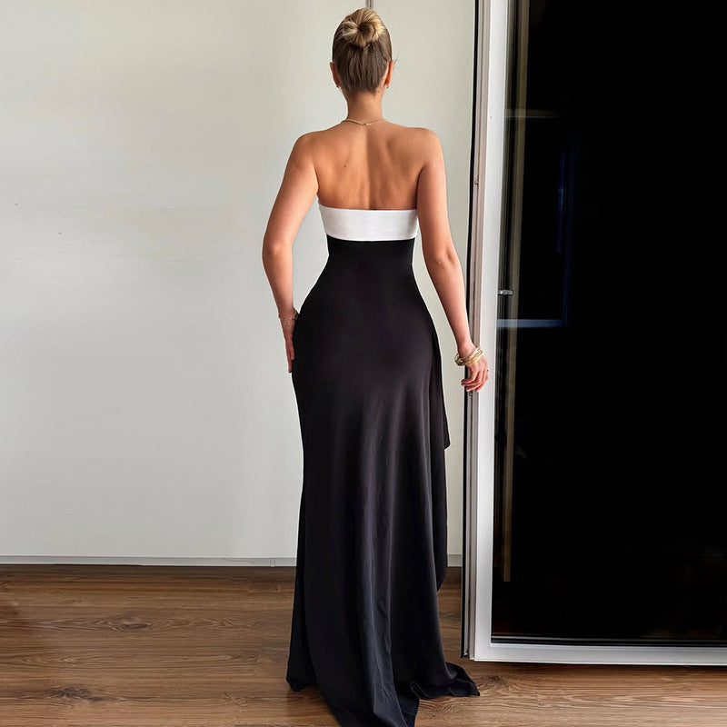 LADIES STRAPLESS LONG DRESS BLACK (SIZZE S - L)