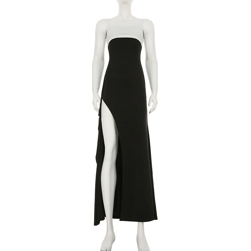LADIES STRAPLESS LONG DRESS BLACK (SIZZE S - L)