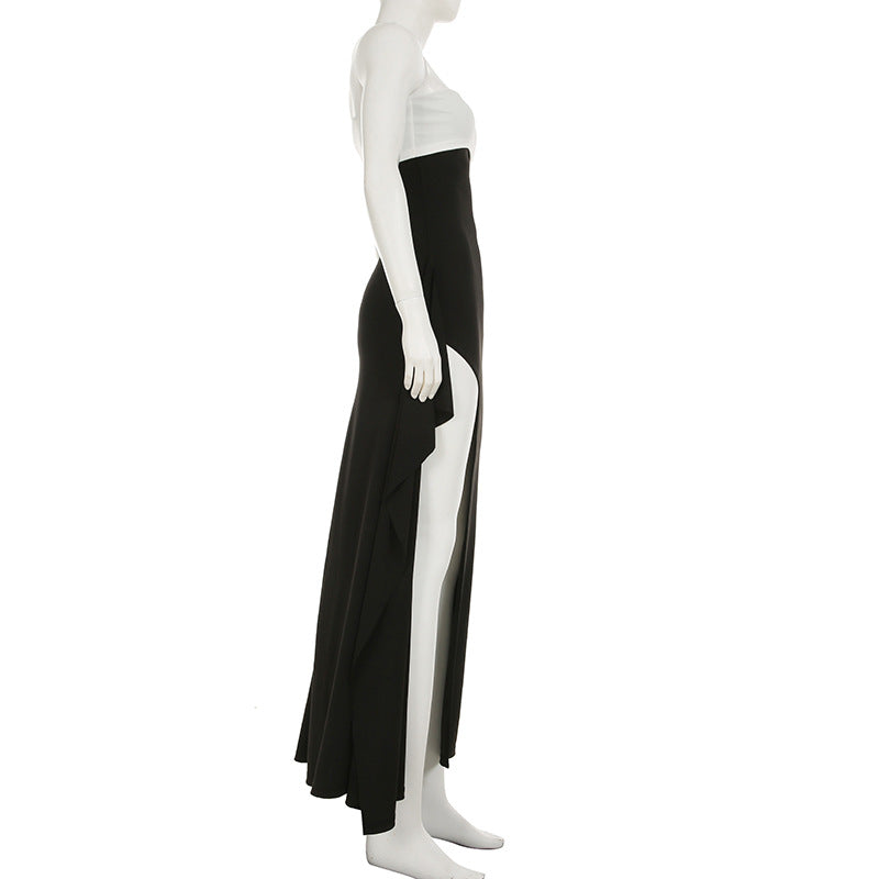 LADIES STRAPLESS LONG DRESS BLACK (SIZZE S - L)