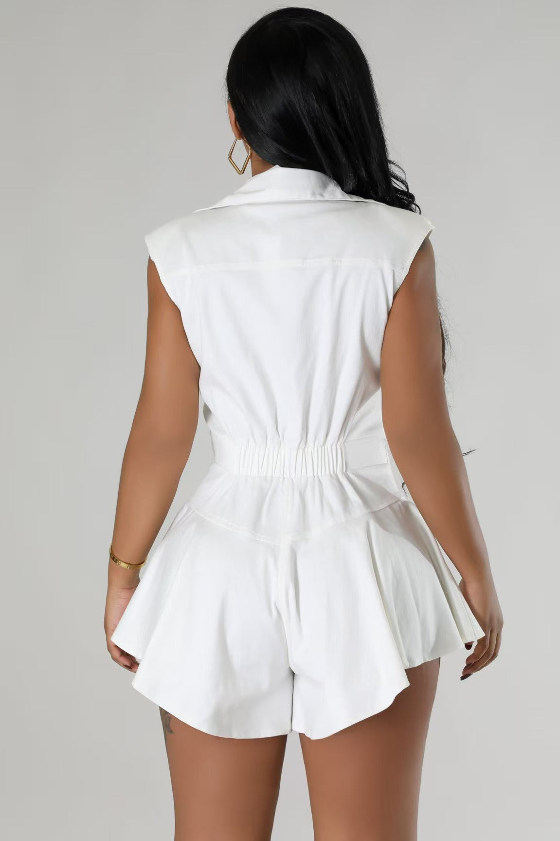 LADIES SLEEVELESS WIDE LEG SHORT JUMPSUIT / PLAYSUIT ROMPER PINK / WHITE (SIZE S - 2XL)