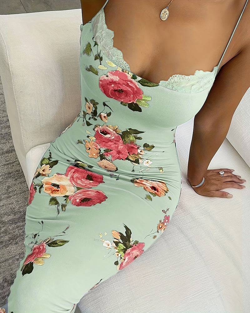 LADIES SLEEVELESS FLORAL PRINT DRESS BLUE / BLACK / APRICOT-BEIGE / LIGHT GREEN / LIGHT PINK (SIZE S - XL)