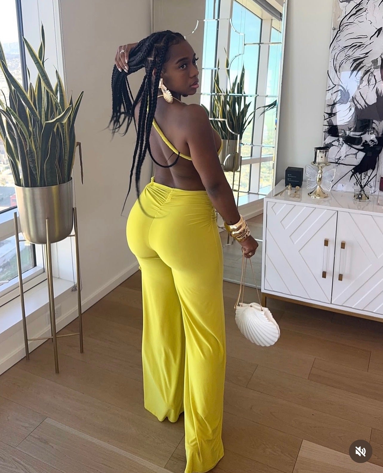 LADIES STRAPLESS JUMPSUIT YELLOW / BLACK (SIZE S - 2XL)