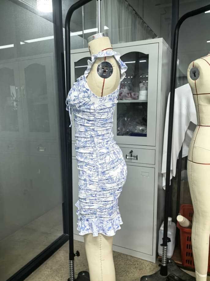 LADIES SEXY MINI DRESS BLUE / PINK (SIZE S - XL)