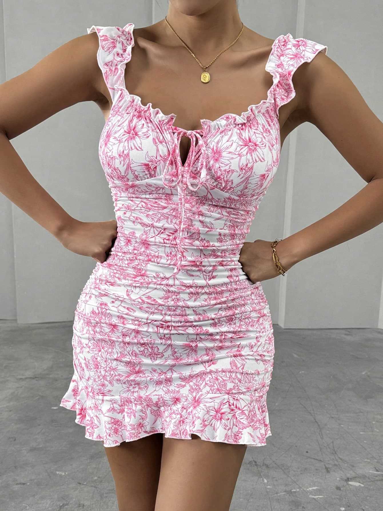 LADIES SEXY MINI DRESS BLUE / PINK (SIZE S - XL)