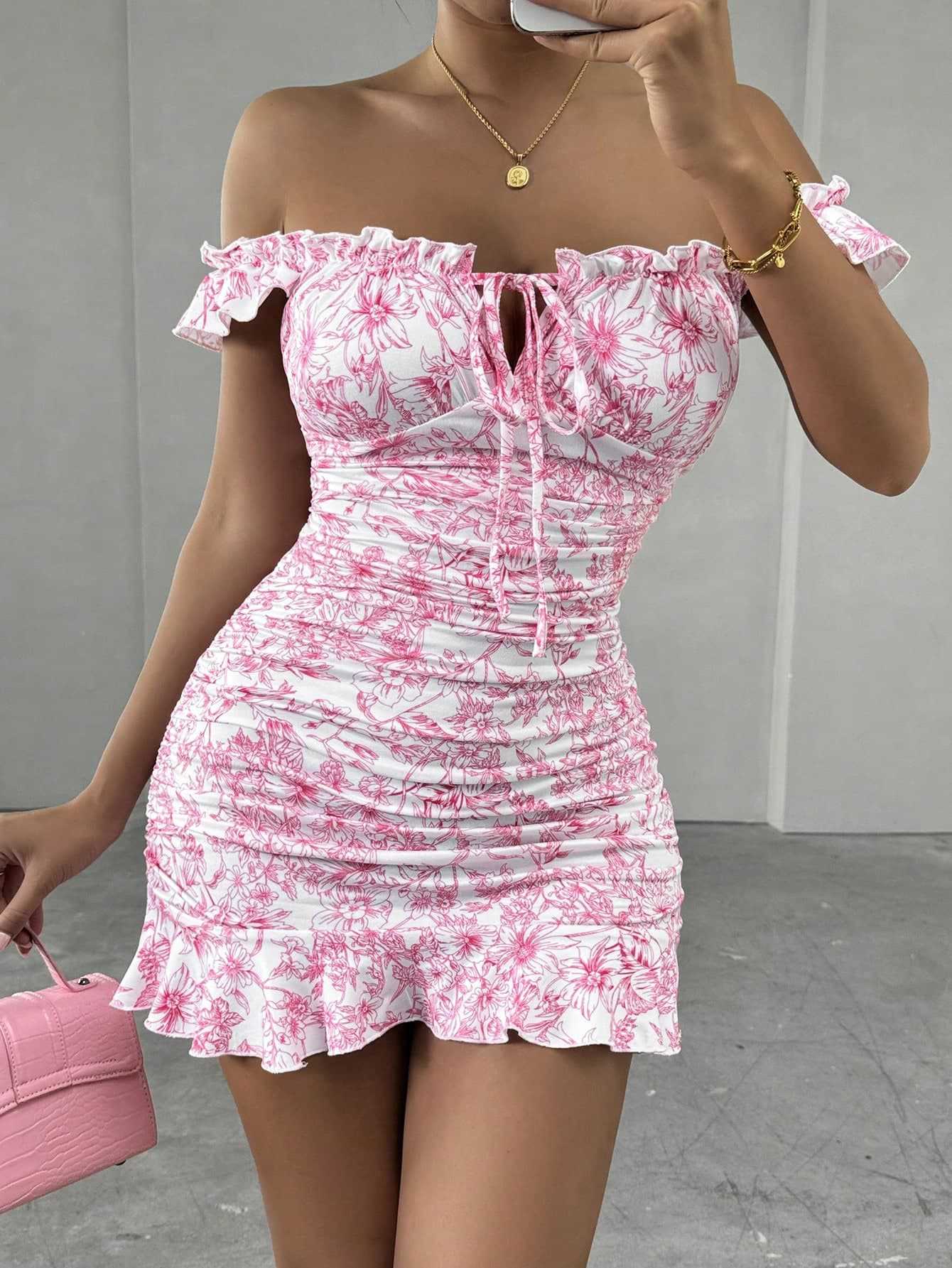 LADIES SEXY MINI DRESS BLUE / PINK (SIZE S - XL)