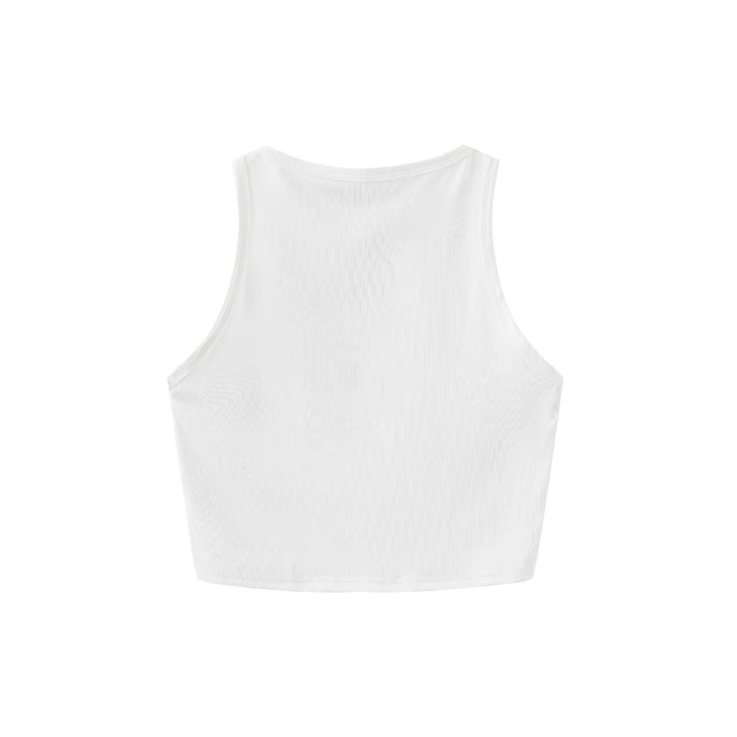 LADIES SLEEVELESS CROPPED TOP WHITE (SIZE S - XL)