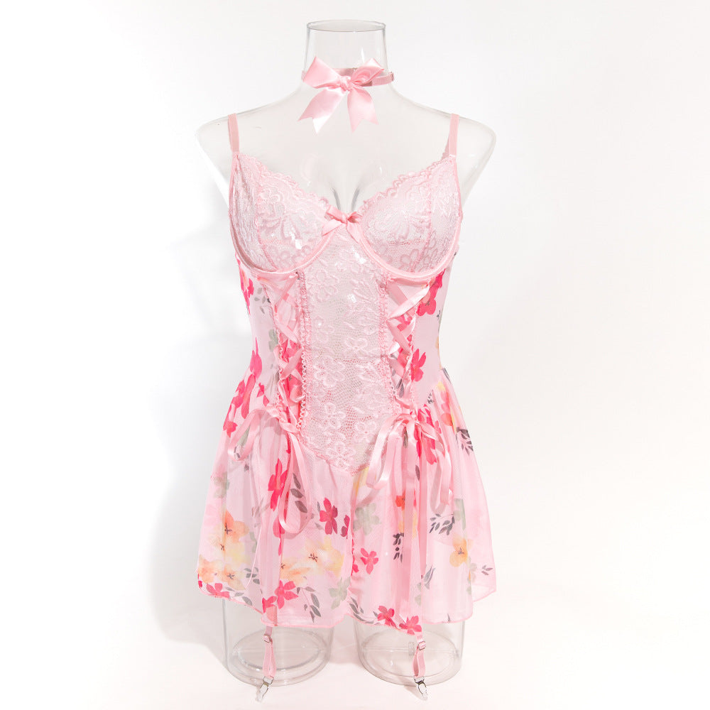 LADIES TWO PIECE LINGERIE SET PINK (SIZE S - XL)