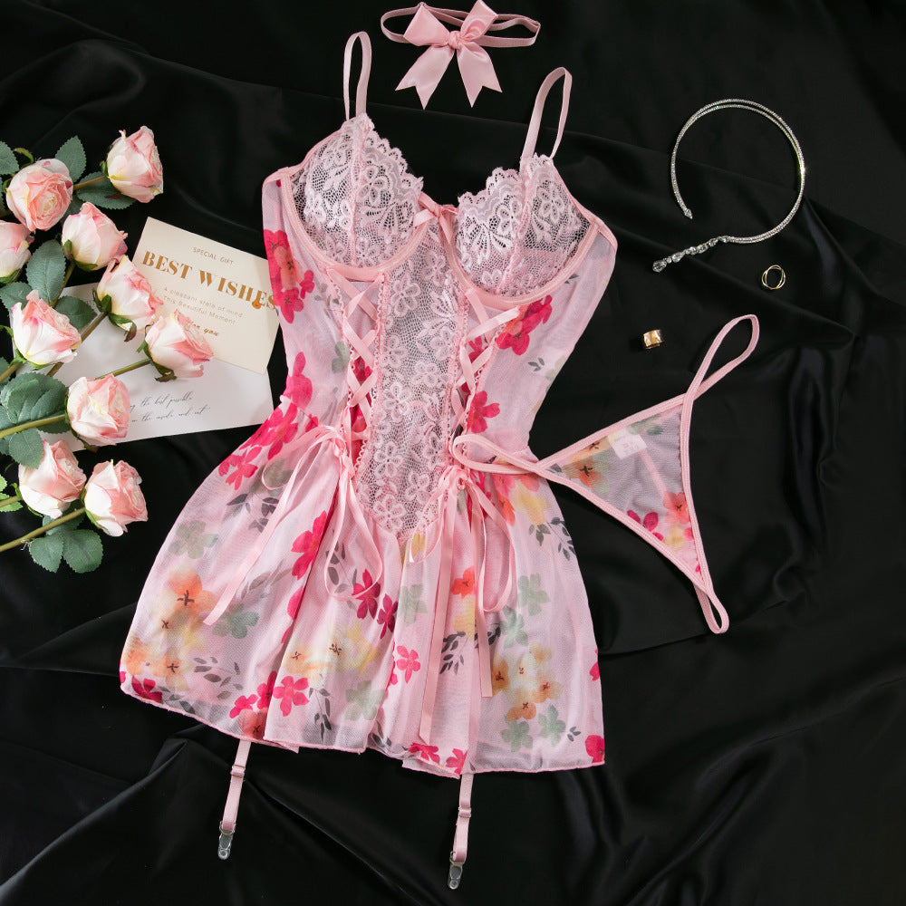 LADIES TWO PIECE LINGERIE SET PINK (SIZE S - XL)
