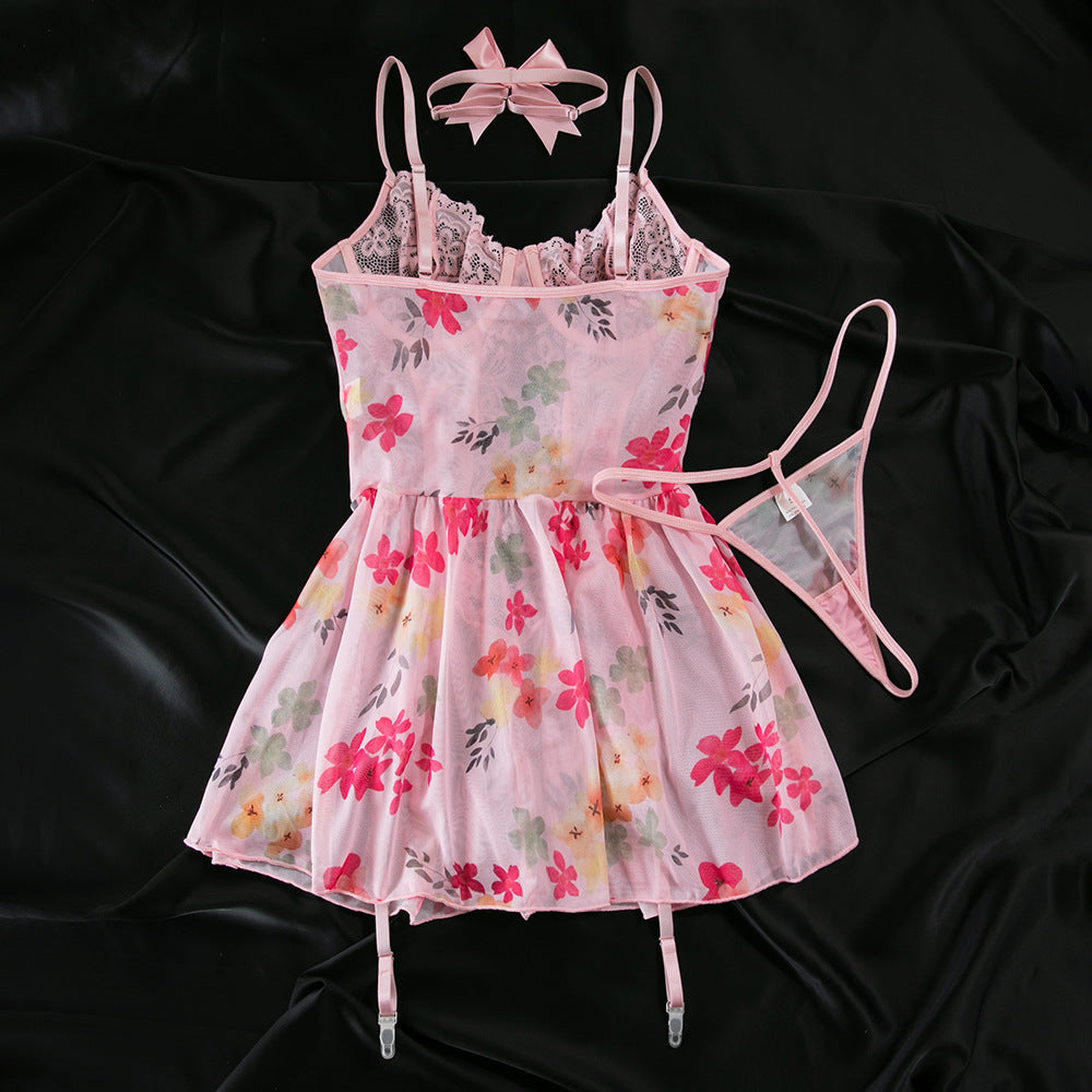 LADIES TWO PIECE LINGERIE SET PINK (SIZE S - XL)