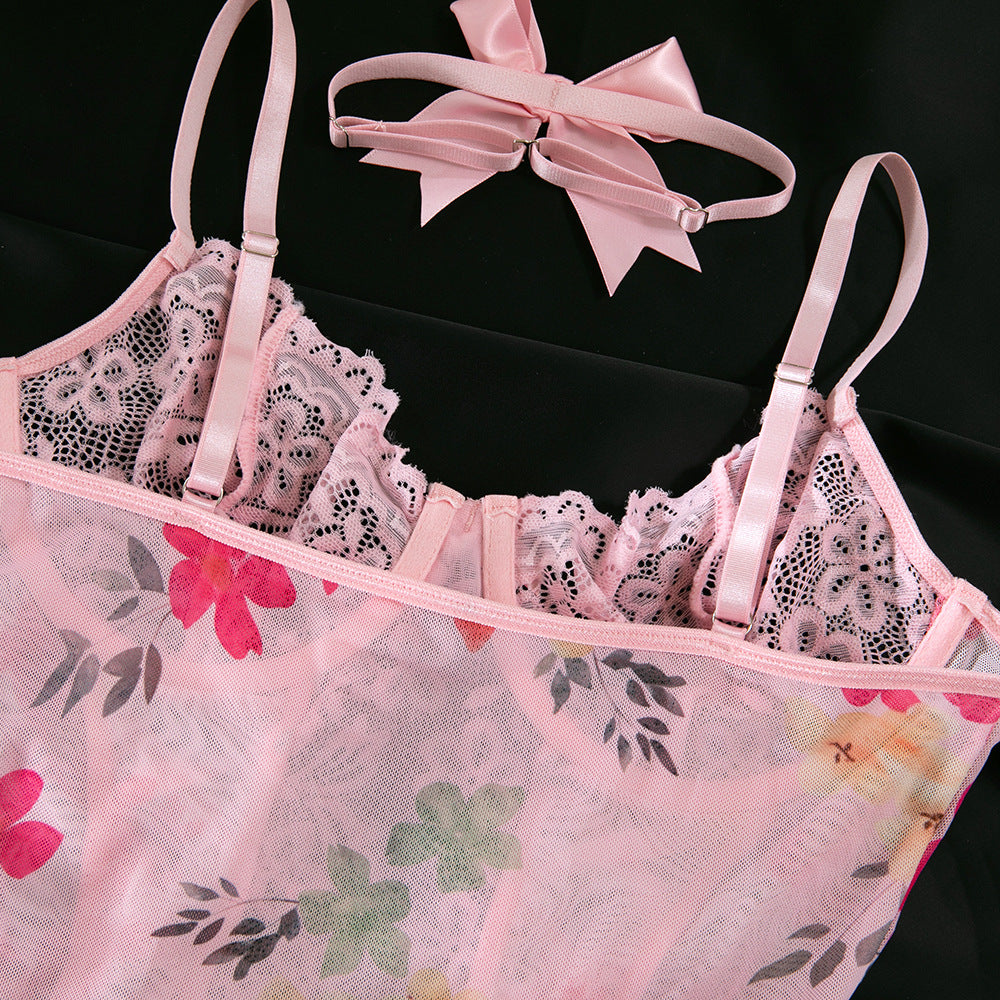 LADIES TWO PIECE LINGERIE SET PINK (SIZE S - XL)