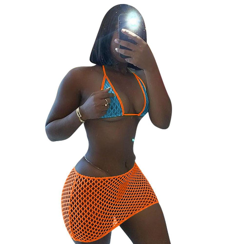 LADIES TWO PIECE BACKLESS SWIMSUIT YELLOW / ORANGE / GREEN / BRIGHT PINK / BLUE (SIZE S - 2XL)