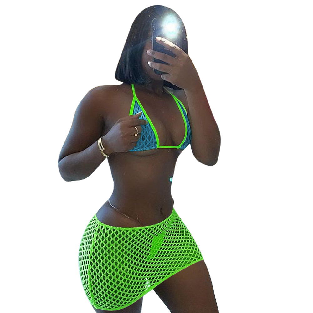 LADIES TWO PIECE BACKLESS SWIMSUIT YELLOW / ORANGE / GREEN / BRIGHT PINK / BLUE (SIZE S - 2XL)