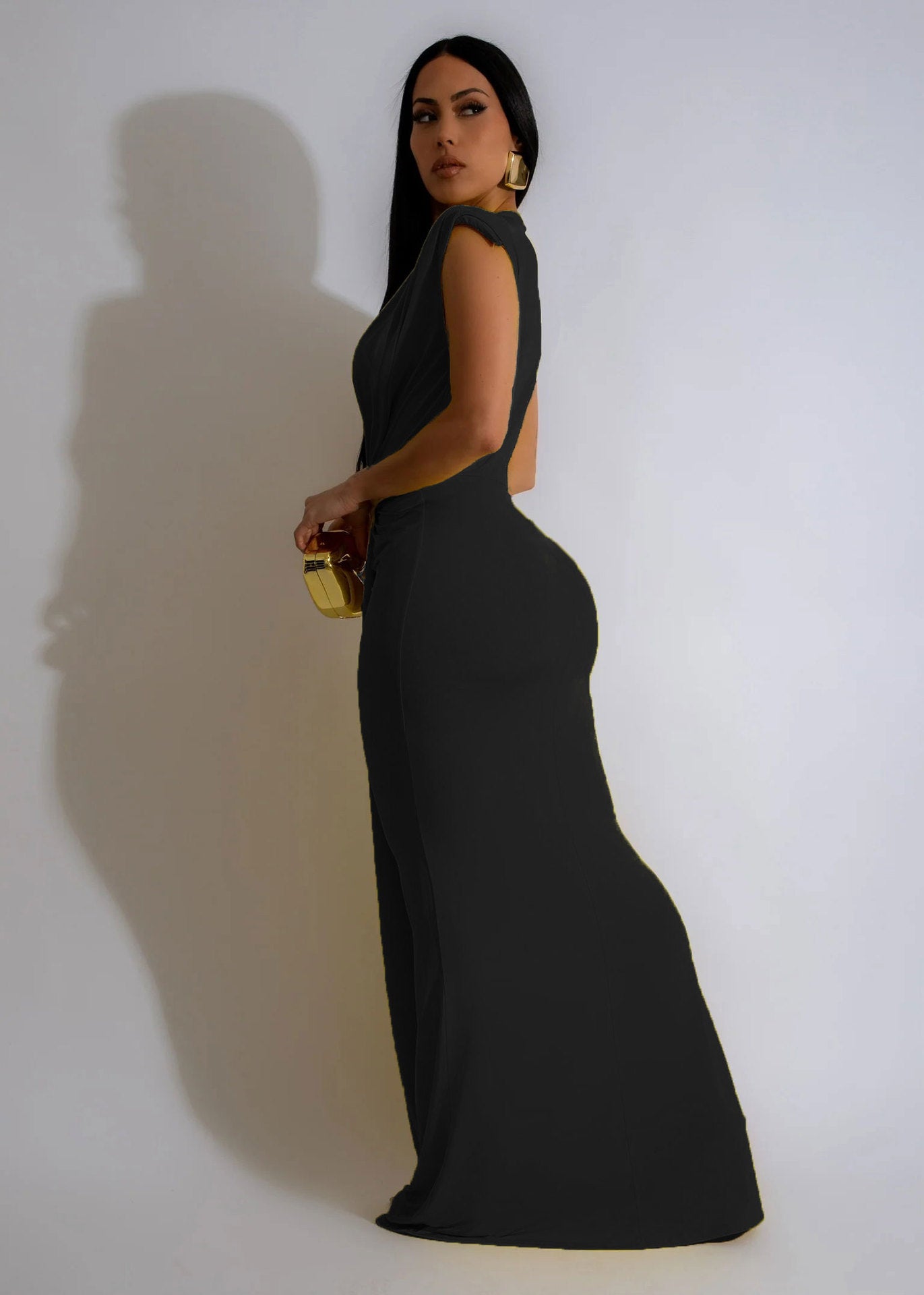 LADIES SLEEVELESS LONG DRESS BLACK / BLUE / YELLOW / PINK / RED / GREEN (SIZE S - 2XL)