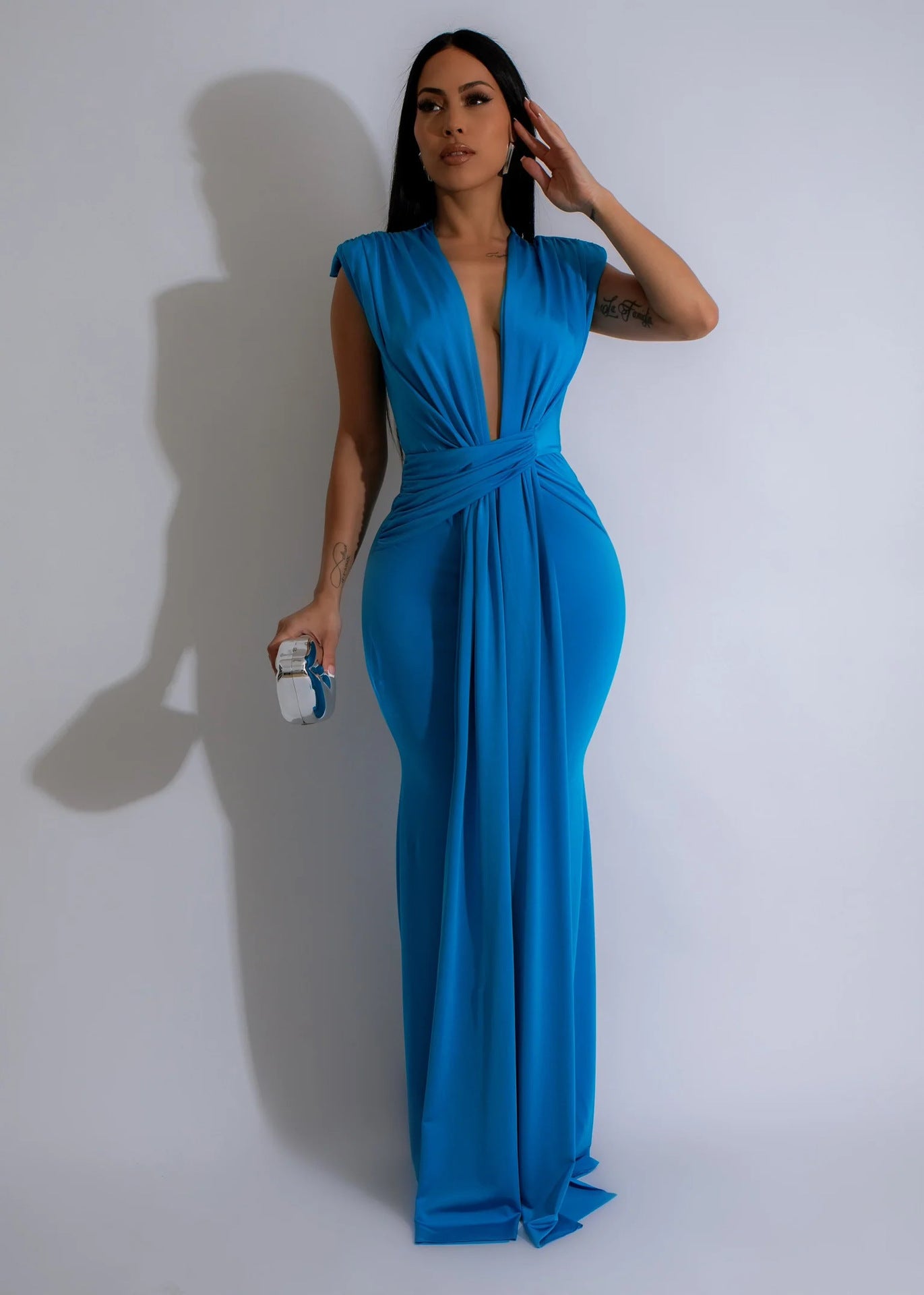 LADIES SLEEVELESS LONG DRESS BLACK / BLUE / YELLOW / PINK / RED / GREEN (SIZE S - 2XL)