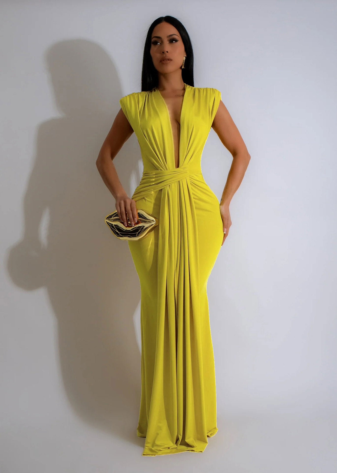 LADIES SLEEVELESS LONG DRESS BLACK / BLUE / YELLOW / PINK / RED / GREEN (SIZE S - 2XL)