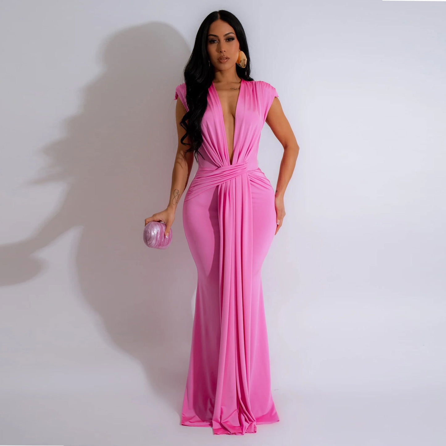 LADIES SLEEVELESS LONG DRESS BLACK / BLUE / YELLOW / PINK / RED / GREEN (SIZE S - 2XL)