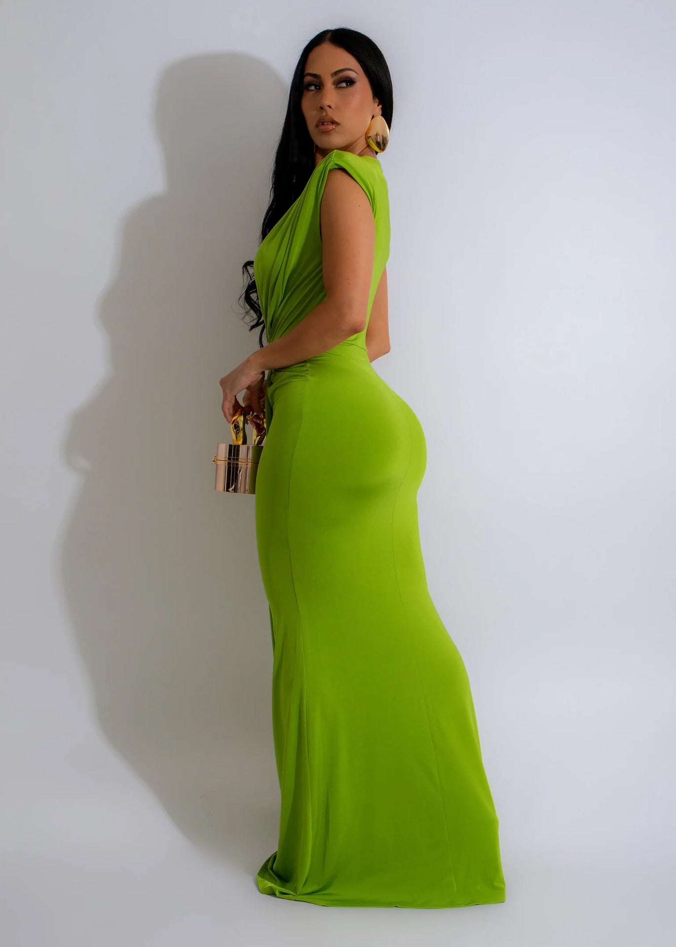 LADIES SLEEVELESS LONG DRESS BLACK / BLUE / YELLOW / PINK / RED / GREEN (SIZE S - 2XL)