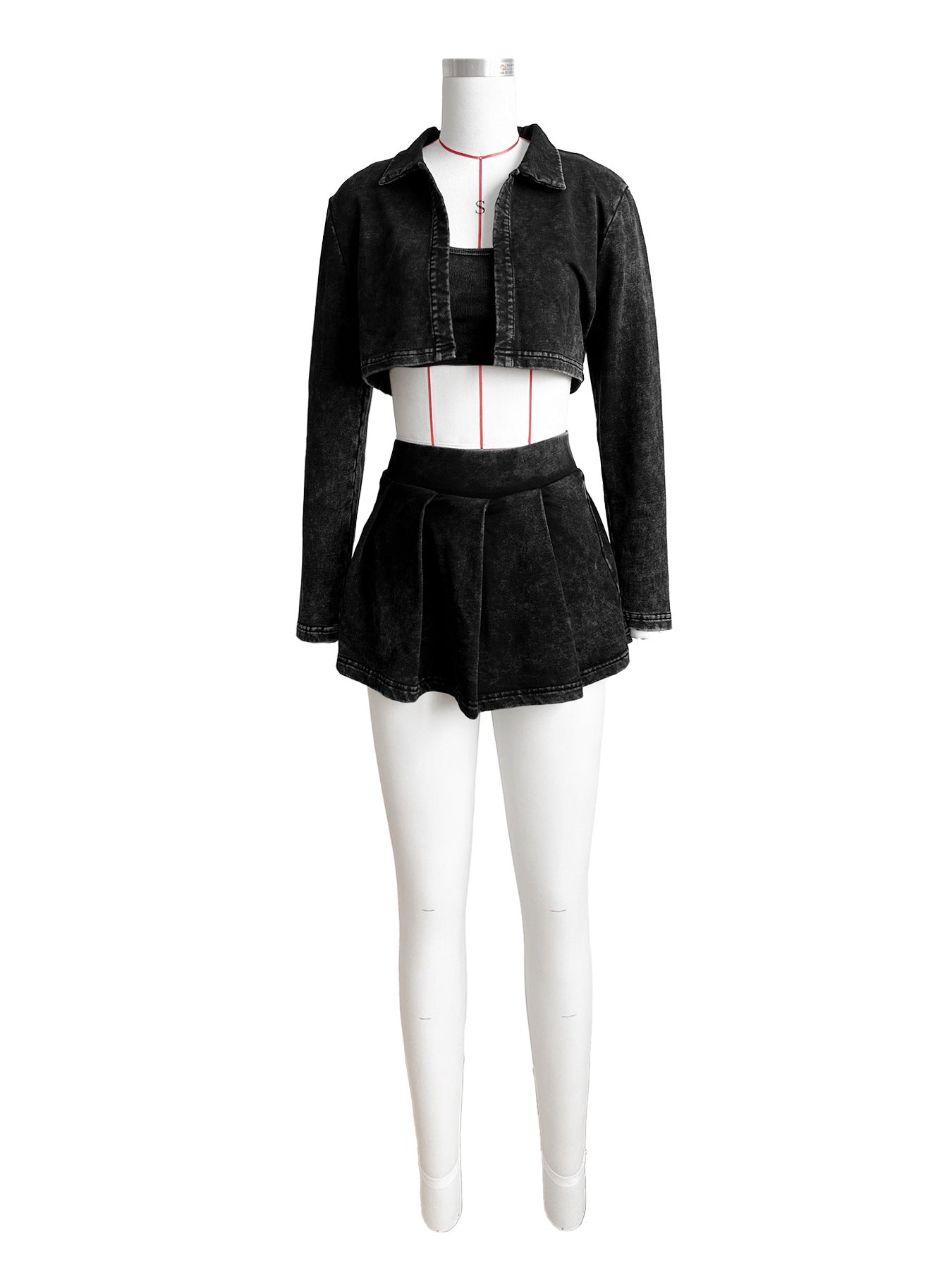 LADIES THREE PIECE SKIRT SET BLACK / PINK / TURQUOISE BLUE / BROWN (SIZE S - 2XL)