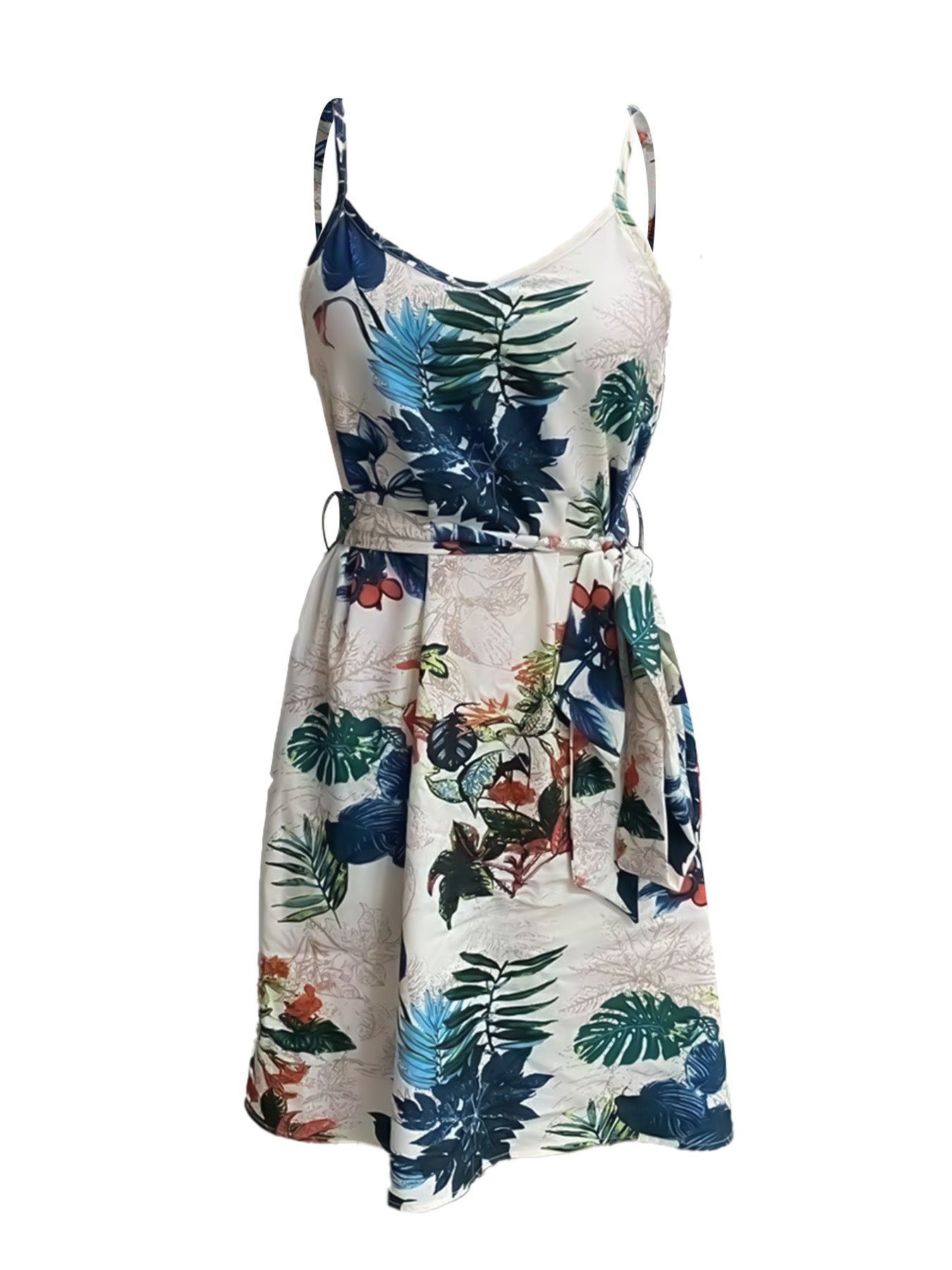 LADIES BEACH DRESS SUMMER MINI DRESS GREEN MULTICOLOUR (SIZE S - 2XL)