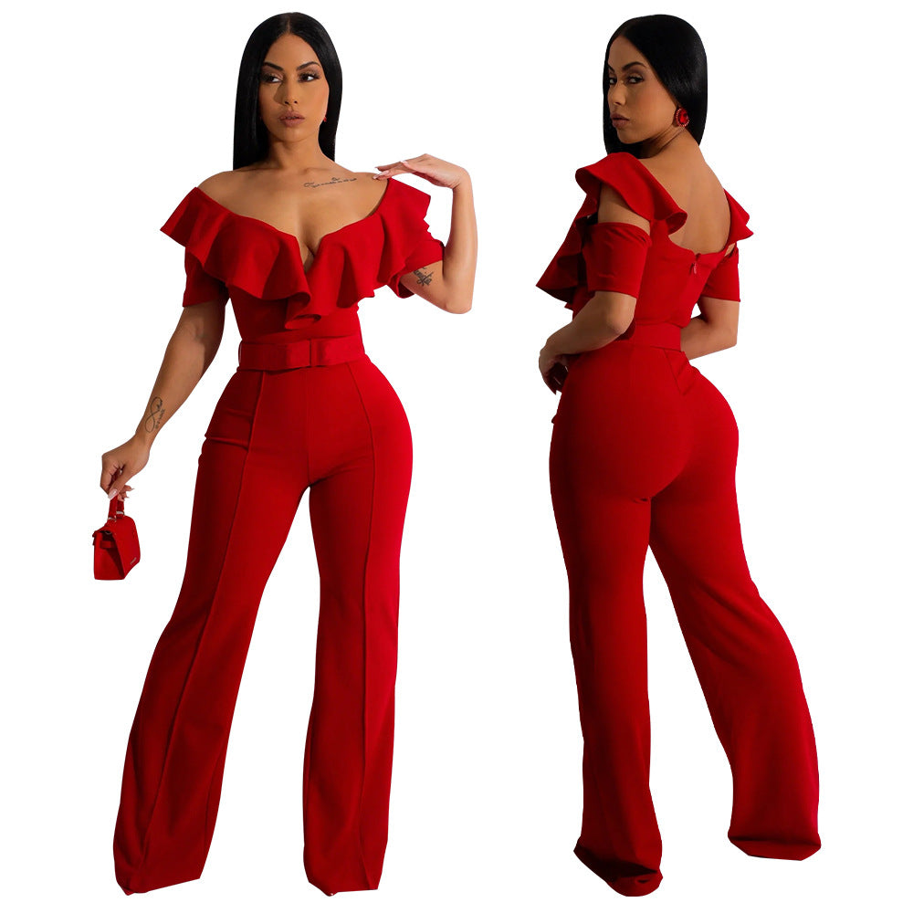 LADIES JUMPSUIT BLACK / RED / GREEN / BLUE (SIZE S - 2XL)