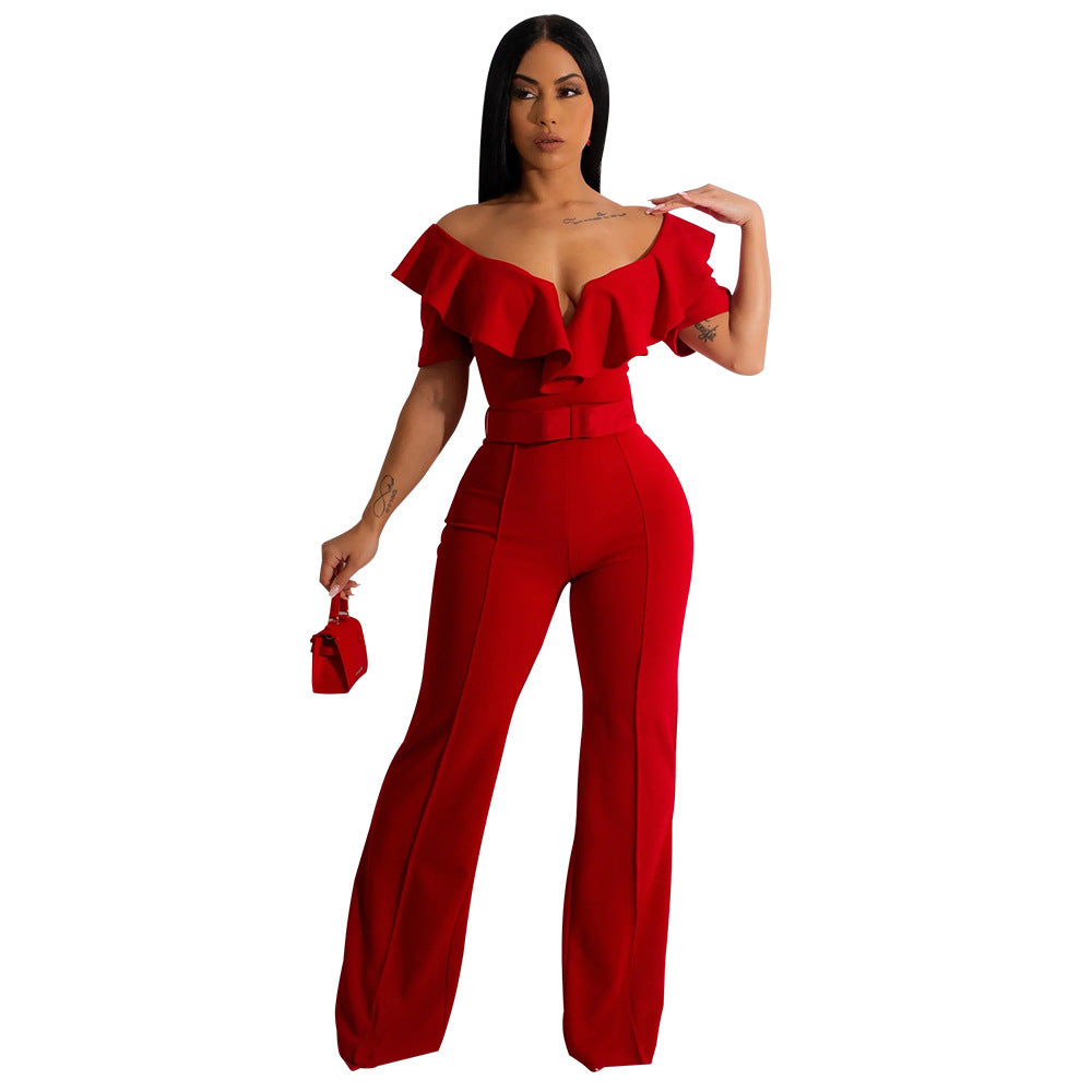LADIES JUMPSUIT BLACK / RED / GREEN / BLUE (SIZE S - 2XL)