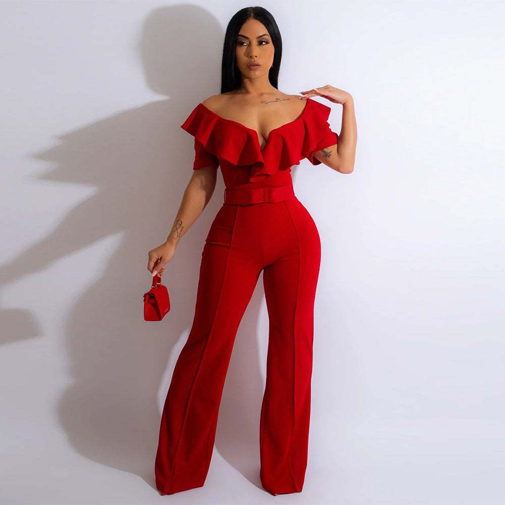 LADIES JUMPSUIT BLACK / RED / GREEN / BLUE (SIZE S - 2XL)