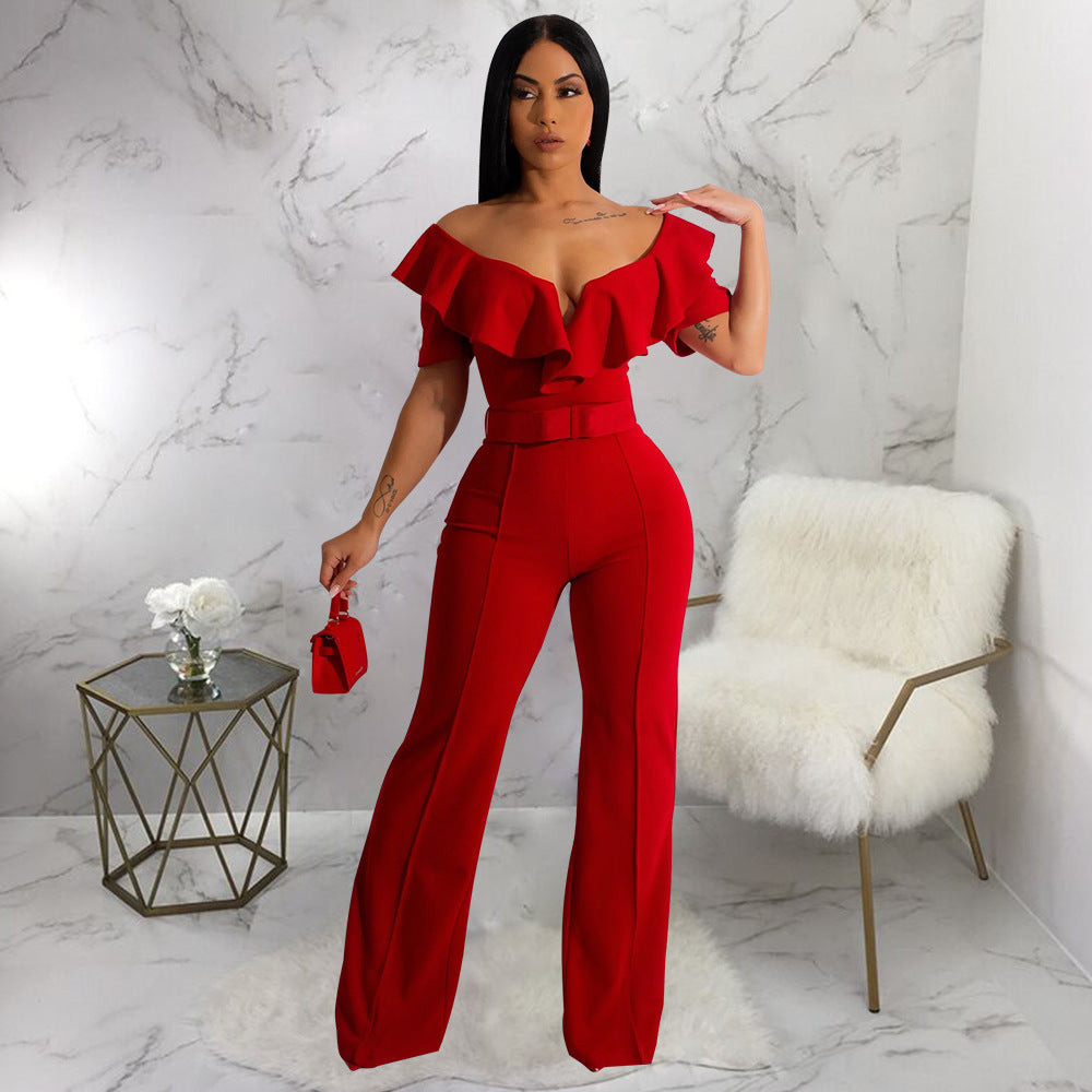 LADIES JUMPSUIT BLACK / RED / GREEN / BLUE (SIZE S - 2XL)