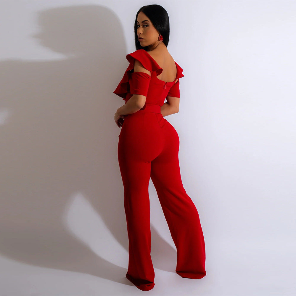 LADIES JUMPSUIT BLACK / RED / GREEN / BLUE (SIZE S - 2XL)