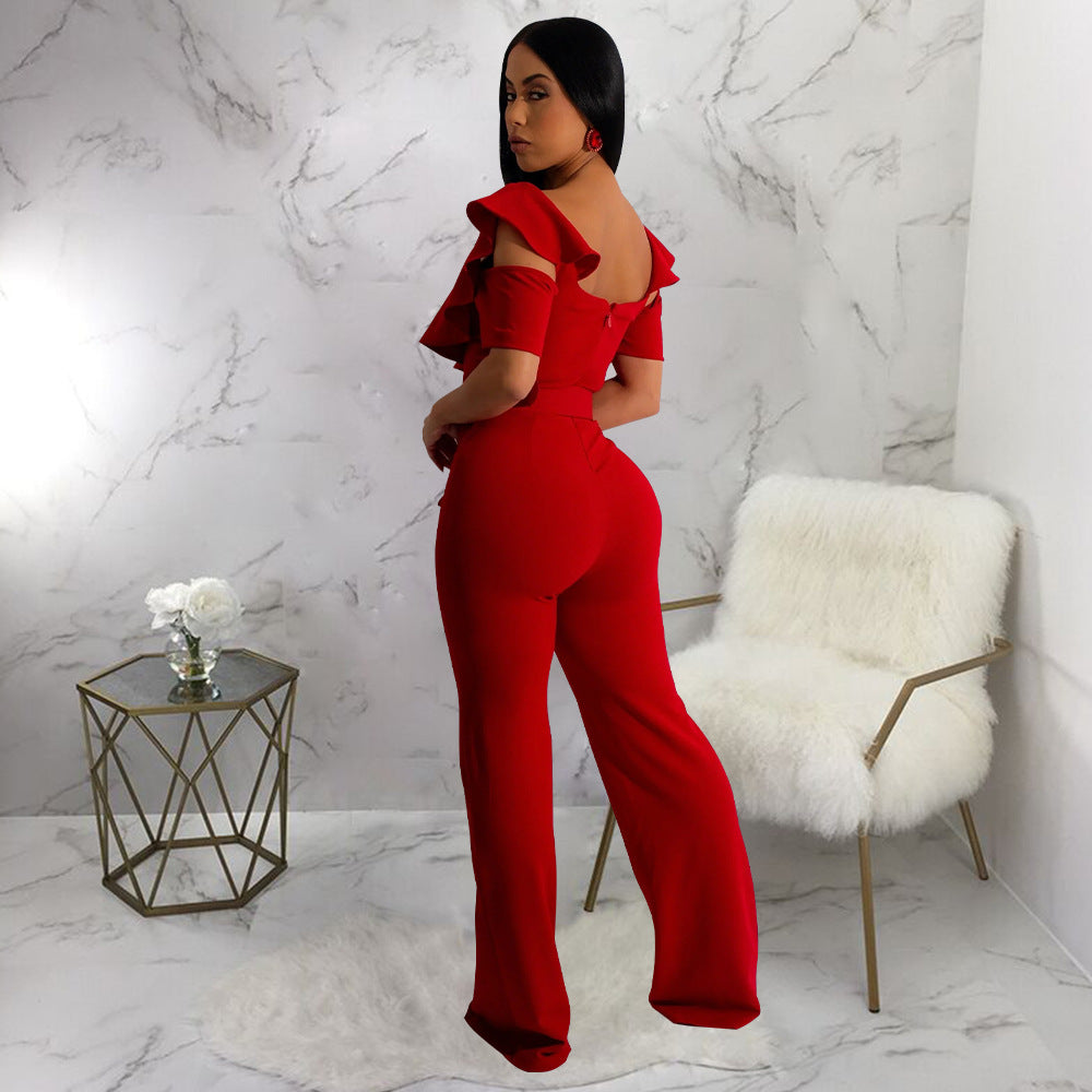 LADIES JUMPSUIT BLACK / RED / GREEN / BLUE (SIZE S - 2XL)