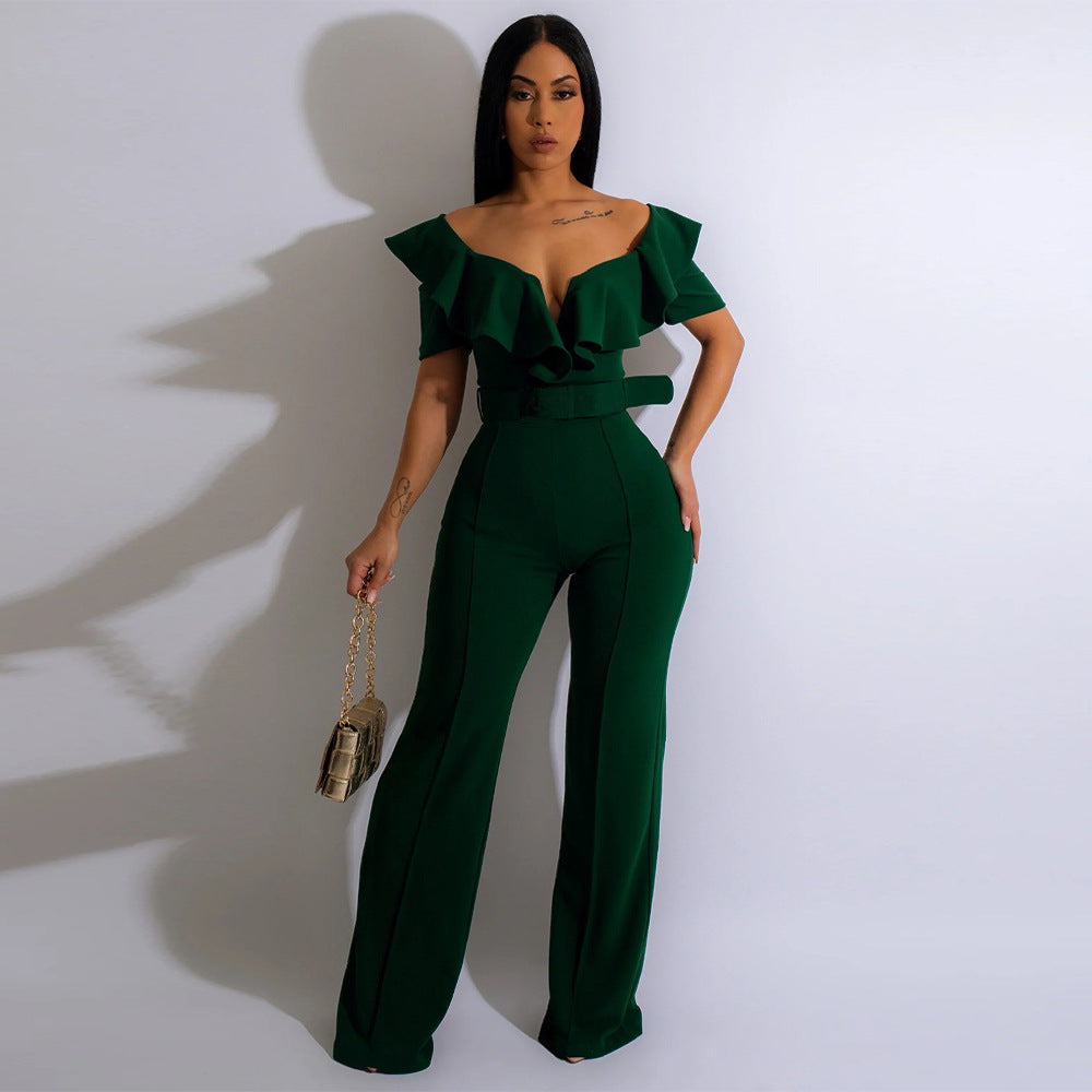 LADIES JUMPSUIT BLACK / RED / GREEN / BLUE (SIZE S - 2XL)