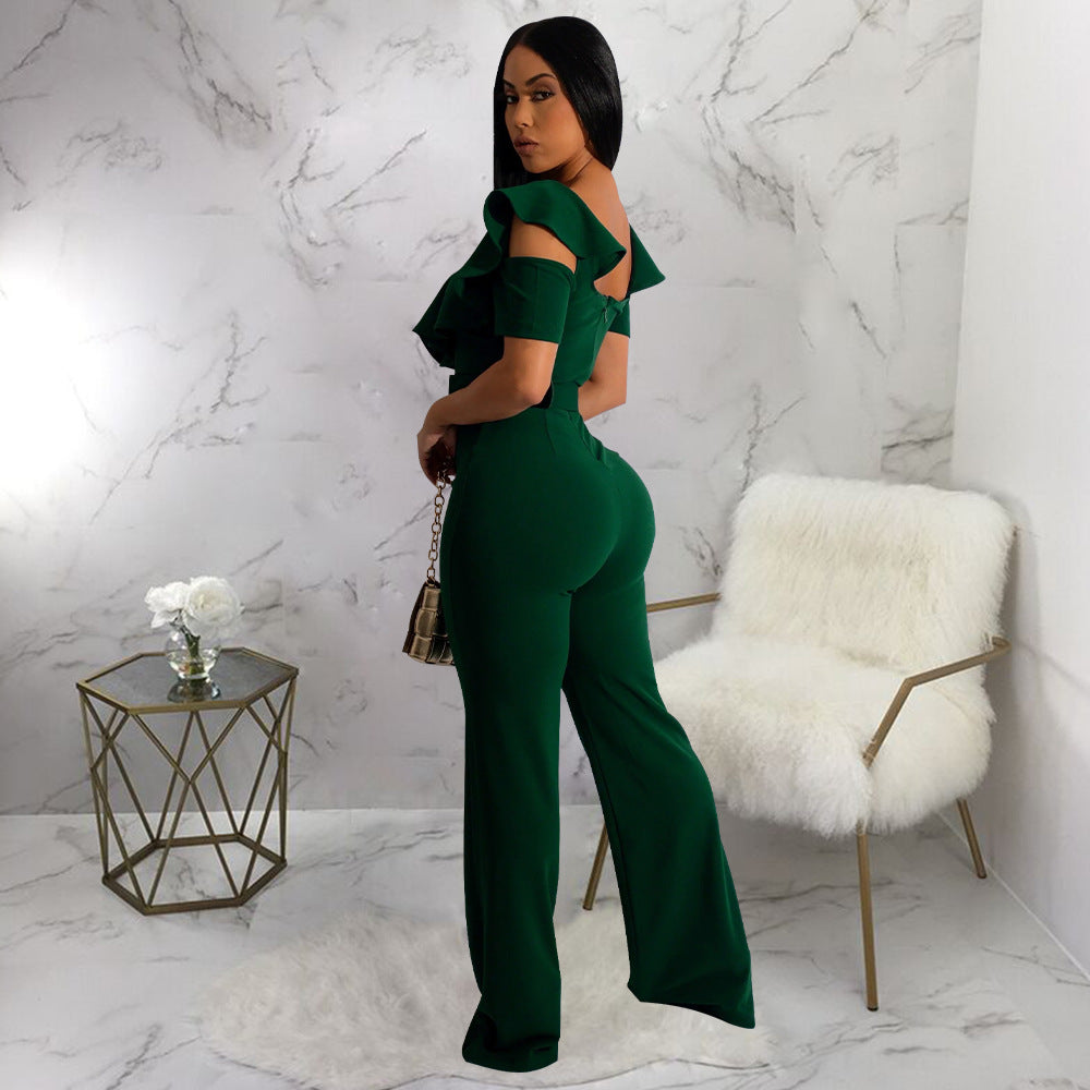 LADIES JUMPSUIT BLACK / RED / GREEN / BLUE (SIZE S - 2XL)