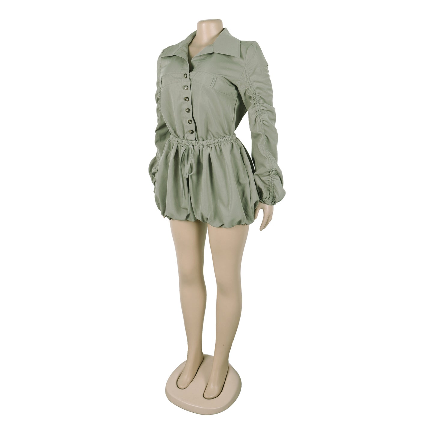 LADIES LONG SLEEVE PLAYSUIT / ROMPER OLIVE GRAY / YELLOW-GREEN / ARMY GREEN / LIGHT GRAY (SIZE S - 3XL)
