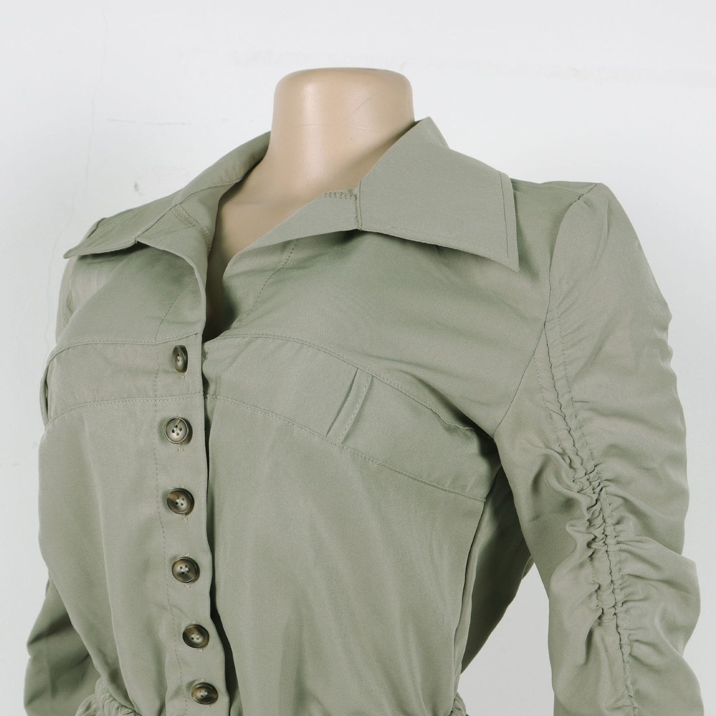 LADIES LONG SLEEVE PLAYSUIT / ROMPER OLIVE GRAY / YELLOW-GREEN / ARMY GREEN / LIGHT GRAY (SIZE S - 3XL)