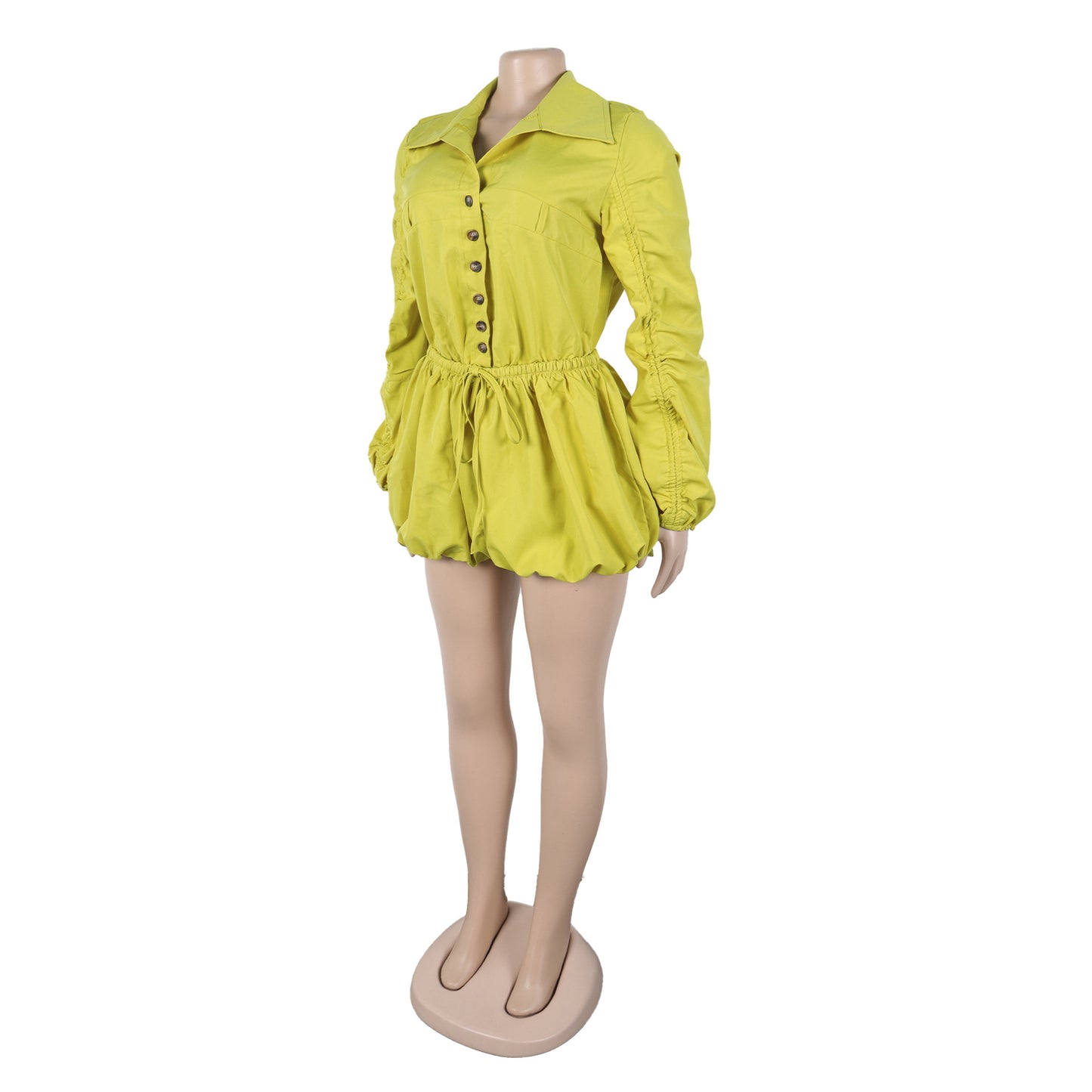 LADIES LONG SLEEVE PLAYSUIT / ROMPER OLIVE GRAY / YELLOW-GREEN / ARMY GREEN / LIGHT GRAY (SIZE S - 3XL)