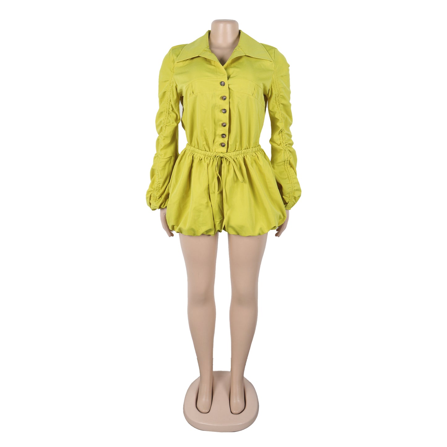 LADIES LONG SLEEVE PLAYSUIT / ROMPER OLIVE GRAY / YELLOW-GREEN / ARMY GREEN / LIGHT GRAY (SIZE S - 3XL)