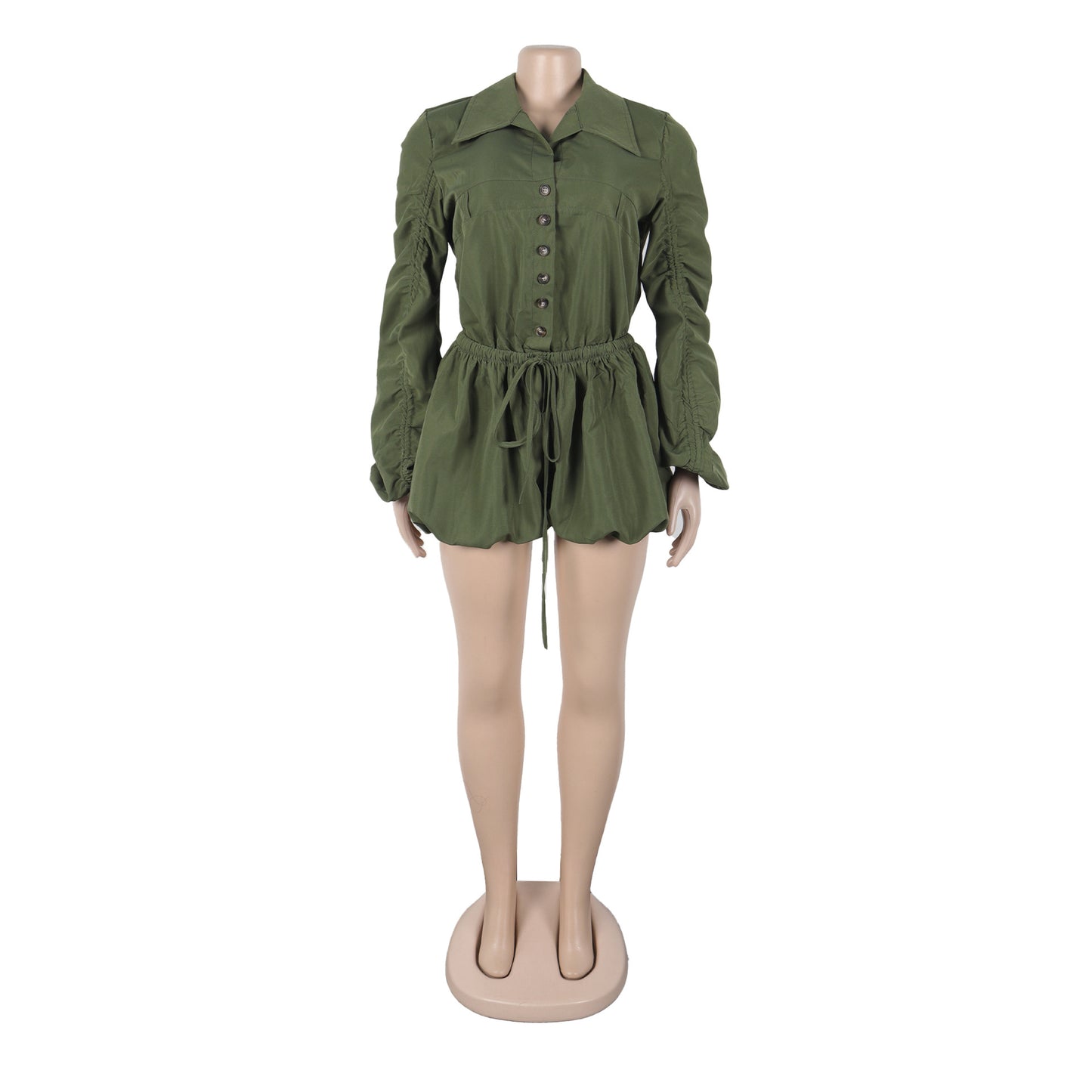 LADIES LONG SLEEVE PLAYSUIT / ROMPER OLIVE GRAY / YELLOW-GREEN / ARMY GREEN / LIGHT GRAY (SIZE S - 3XL)