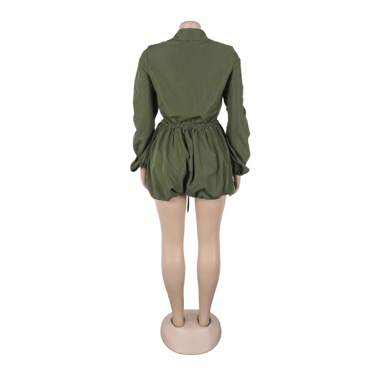 LADIES LONG SLEEVE PLAYSUIT / ROMPER OLIVE GRAY / YELLOW-GREEN / ARMY GREEN / LIGHT GRAY (SIZE S - 3XL)